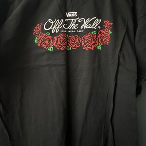 Men’s XXL 2X Vans Black Graphic T-Shirt with Red Roses